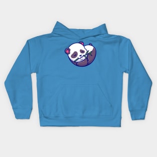 Cute Panda Sleeping And Eating Bamboo Cartoon Kids Hoodie